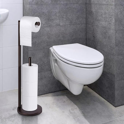 Toilet Paper Holder Stand,Toilet Paper Holder Free Standing,Bronze Toilet Stand Holder for 4 Rolls,Toilet Paper Storage by Bathth