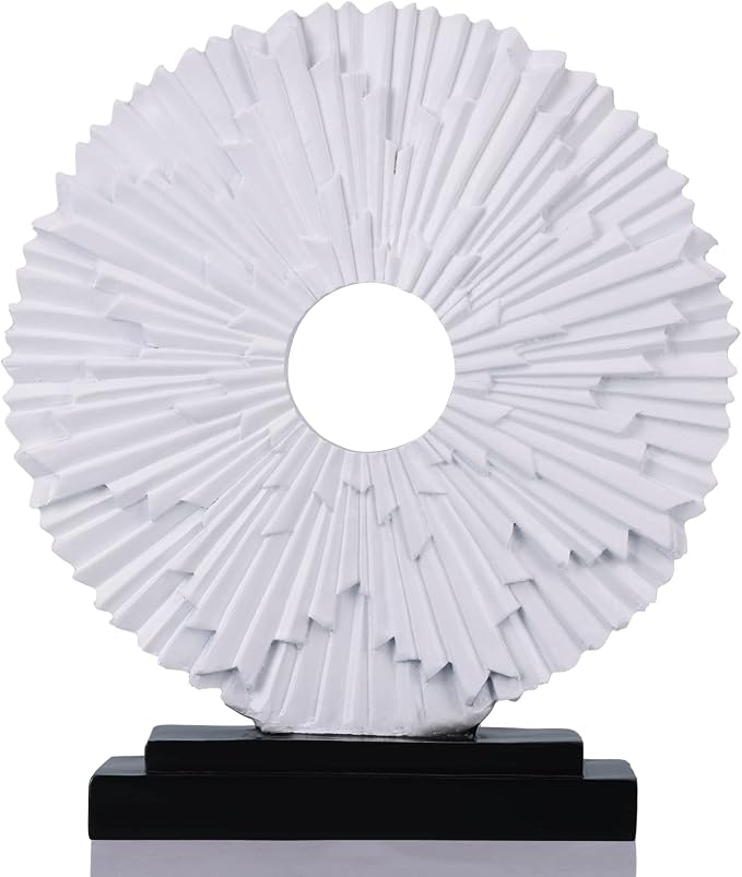 White Home Decor Sculpture, Unique Round line Statue, Modern Home Decor, Decorative Panel Statue for Living Room tv Cabinet, Office, Coffee Table, Dining Table Center White Decor