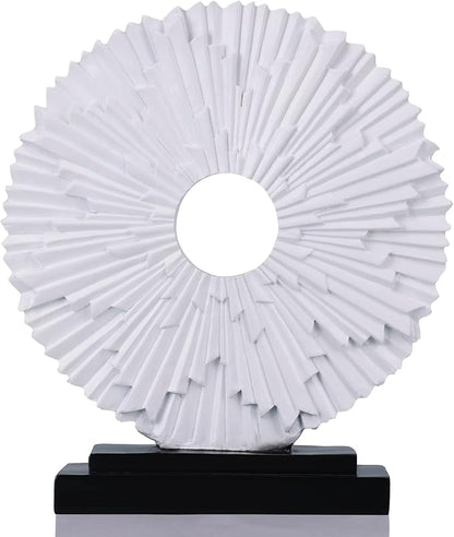 White Home Decor Sculpture, Unique Round line Statue, Modern Home Decor, Decorative Panel Statue for Living Room tv Cabinet, Office, Coffee Table, Dining Table Center White Decor
