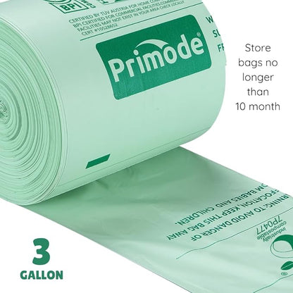 Compost Bags, Compostable Trash Bags 3 Gallon Compostable Bags Small Compost Bags for Countertop bin Extra Thick 0.71 Mil. ASTM D6400 Certified By BPI and TÜV AUSTRIA (3 Gallon, 100 Units)