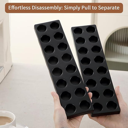 Berglander Coffee Capsule Holder for Drawer, 32 Pods Coffee Pod Storage Organizer for Kitchen Drawer Holders for Nespresso Originalline, Black Plastic Kitchen Organizer