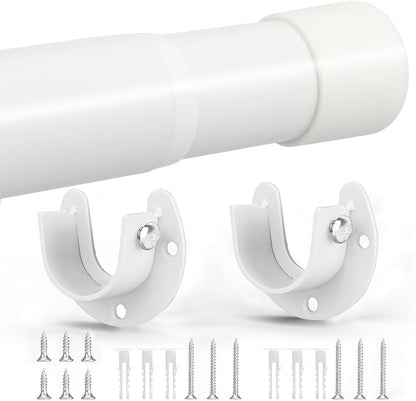 SUTINE Closet Rod, 17 to 97Inch Closet Rods for Hanging Clothes, Heavy Duty Adjustable Closet Hanging Rod Bar White Closet Poles for Wardrobes, Closet, Bathroom, Windows,1.3 Inch Diameter