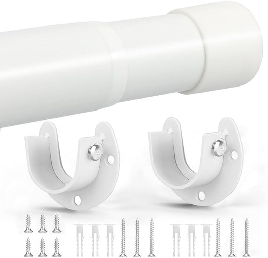 SUTINE Closet Rod, 17 to 97Inch Closet Rods for Hanging Clothes, Heavy Duty Adjustable Closet Hanging Rod Bar White Closet Poles for Wardrobes, Closet, Bathroom, Windows,1.3 Inch Diameter