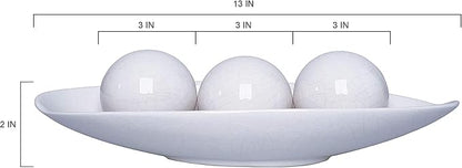 Hosley Decorative Bowl and Orb Set. Ideal GIFT for Weddings Special Occasions and for Decorative Centerpiece in Your Living Dining Room O3 (Crackle Ivory)