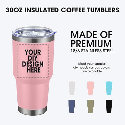 Personalized Coffee Tumbler Print in USA 30oz Stainless Steel Double Wall Insulated Coffee Cup With Text Photo Logo