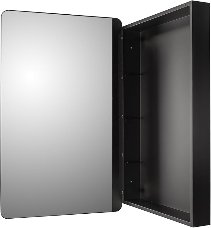 Ketcham 16" W x 22" H Round Corner Midnight Series, Surface Mounted Medicine Cabinet