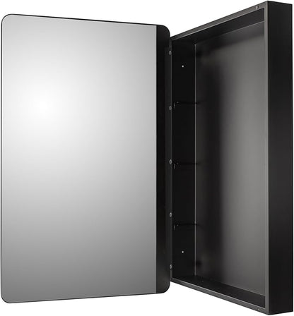 Ketcham 16" W x 22" H Round Corner Midnight Series, Surface Mounted Medicine Cabinet