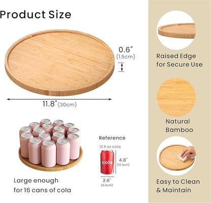VERTORGAN Bamboo Serving Tray,11.8 Inch Decorative Trays Platter for Coffee Table,Living Room,Bar,Party,Mini Charcuterie Boards Cheese Board,Home Decor(Natural)