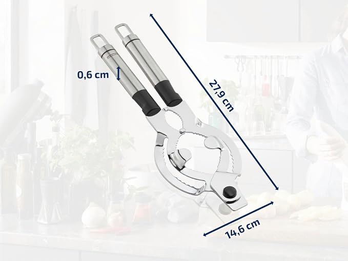 Leifheit Extra Wide Stainless Steel Lid and Jar Opener | Anti-Slip Grip with Oval Handles for Arthritis | Heavy-Duty Steel Teeth for Easy Jar Opening | Dishwasher Safe | 11 x 5.75 x 0.25 in