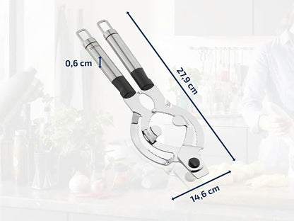 Leifheit Extra Wide Stainless Steel Lid and Jar Opener | Anti-Slip Grip with Oval Handles for Arthritis | Heavy-Duty Steel Teeth for Easy Jar Opening | Dishwasher Safe | 11 x 5.75 x 0.25 in