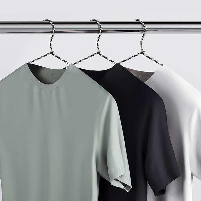 6 Pcs Fabric Wrapped Metal Hangers Covered Wire Hanger Metal Coat Hangers Non Slip for Clothes Closet Clothing Suit Shirt Pant (Gray)