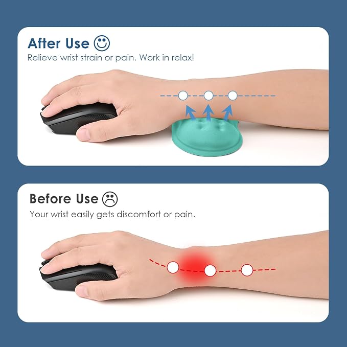 VANKEY Soft Mouse Wrist Rest, Memory Foam Mouse Wrist Support Hand Rest Pad for Computer, Laptop, Desktop - Anti-Slip PU Base - Wrist Pain Relief, Aquamarine