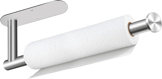 Paper Towel Holder, Self Adhesive or Drilling Paper Towel Holder Under Cabinet, Stainless Steel Paper Towel Holders Wall Mount for Kitchen, Bathroom, Sink, Pantry, Fridge (Sliver)