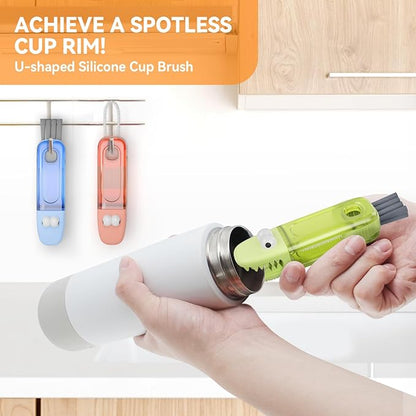 3 in 1 Cup Lid Gap Cleaning Brush Set, Multifunctional Bottle Cleaning Brush, Silicone Cup Lid Gap Cleaner, Home Kitchen Crevice Cleaning Tools (Red)