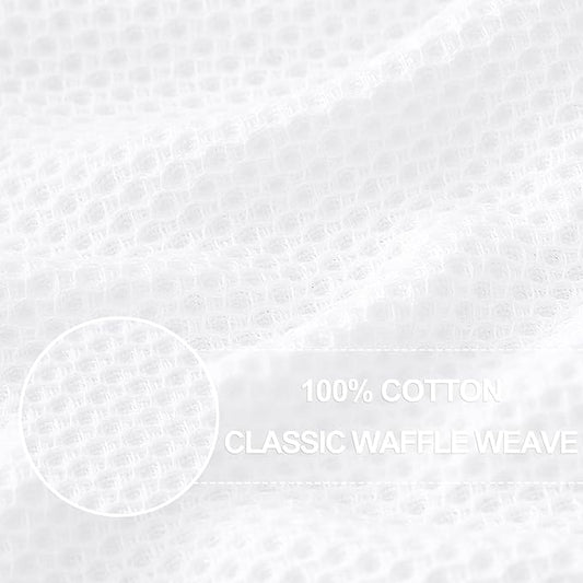 Homaxy 100% Cotton Waffle Weave Kitchen Dish Towels, Ultra Soft Absorbent Quick Drying Cleaning Towel, 13 x 28 Inches, 18-Pack, White