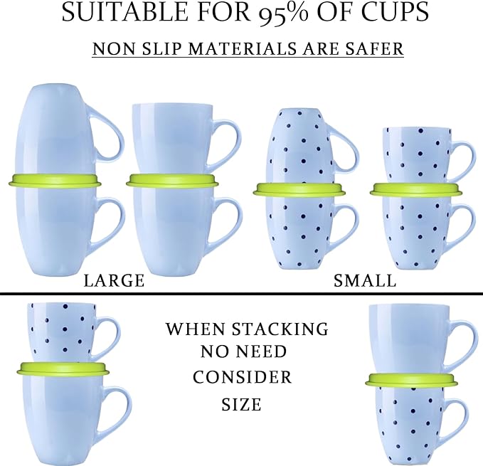 Mug Stacker Kitchen Cabinet Shelf Organizer for Cupboard and Pantry Organization - Expandable and Stackable Storage Solution for Tea Cups and Coffee Mugs - Save Space and Stay Organized (3Pcs Green)