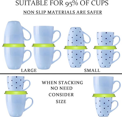 Mug Stacker Kitchen Cabinet Shelf Organizer for Cupboard and Pantry Organization - Expandable and Stackable Storage Solution for Tea Cups and Coffee Mugs - Save Space and Stay Organized (3Pcs Green)