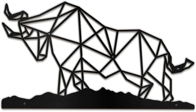 SIGNLEADER Metal Wall Art Decor Rhino Warrior Fighting Modern Abstract Wall Sculpture Hangings Home Decoration for Living Room, Bedroom, Bathroom, Kitchen, Outdoor - 12" Black