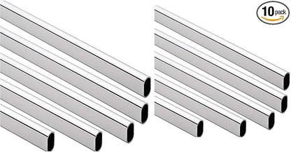 10-Case ProPack Welded Steel Oval Polished Chrome Wardrobe Closet Rods - 98 7/16" (8' 2-7/16") Length – Heavy-Duty Construction