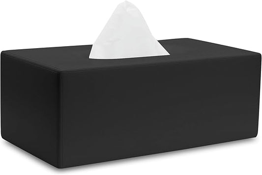 Yew Design Matte Black Tissue Box Cover Rectangular, Facial Tissue Dispenser for Bathroom, Kitchen, Bedroom, Office, Hotel, Restaurant, Countertop, Nightstand, Car, and Desk