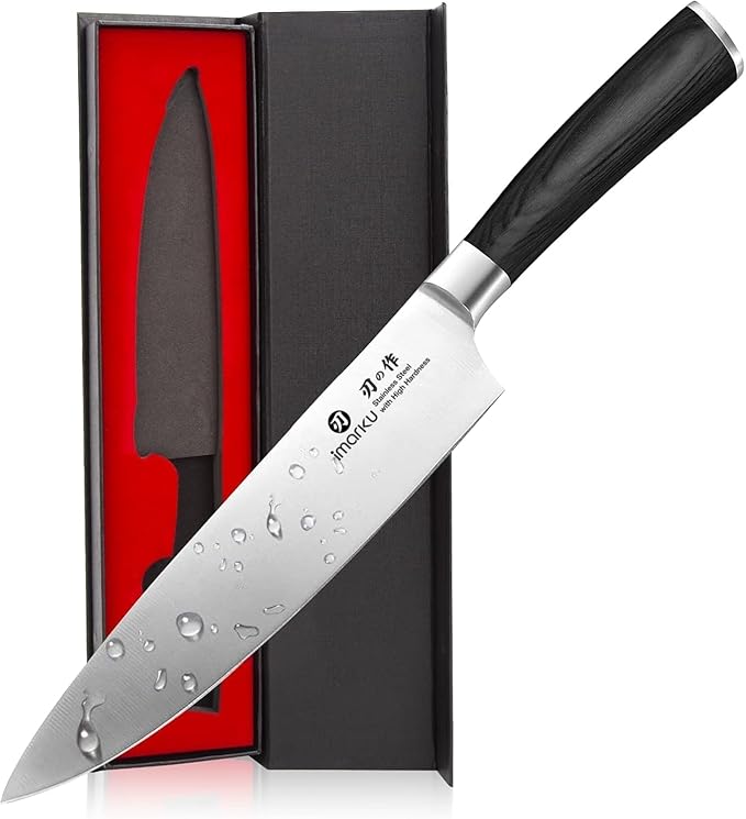 imarku Chef Knife - Pro Kitchen Knife 8 Inch Chef's Knives Japanese SUS440A Stainless Steel Sharp Paring Knife with Ergonomic Handle, Black Handle, Father's Day and Thanksgiving Gifts