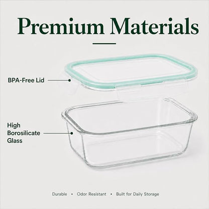 2 Pack 63oz Large Glass Storage Containers with Lids Big Meal Prep Food Container Set for Storing food, vegetables or fruits, BPA Free, Freezer Dishwasher Oven Safe