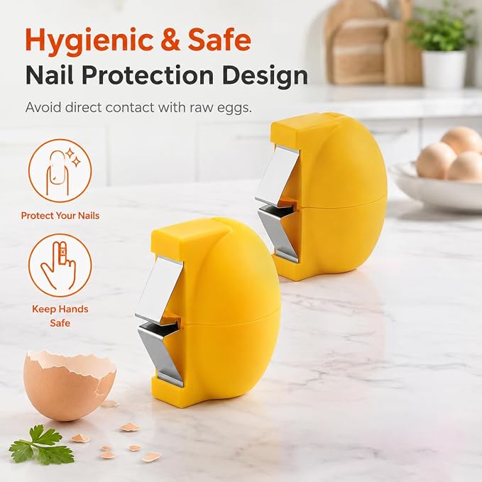 Handheld Egg Shell Opener, Eggshell Separator and Cutter, Food Grade PP Stainless Steel Egg Topper Cutter for Chicken Duck Eggs, Portable Lightweight Kitchen Gadget for Home Cooking Baking (yellow)