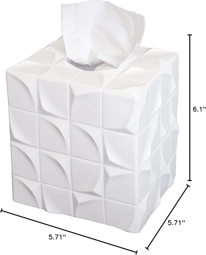 Hymmah Modern Square Tissue Box Cover Holder,Bathroom Accessories Decor Unique Design Tissue Box Cover for Bathroom Vanity Counter Tops Also Great for Bedrooms and Living Rooms