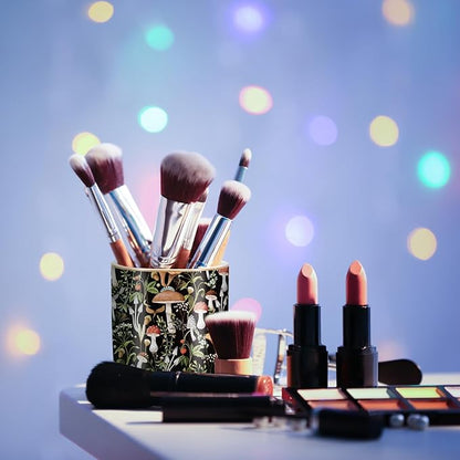 WAVEYU Pen Pencil Holder for Desk, Ceramic Pen Cup Cute Makeup Brush Holder, Unique Desk Multifunctional Pens Organizer for Home, Office, Mushrooms Pattern