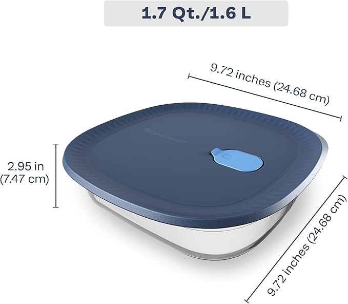 Tupperware Voila Glass Square Food Storage – Airtight Baking Dish, 1.7 qt / 1.6 L