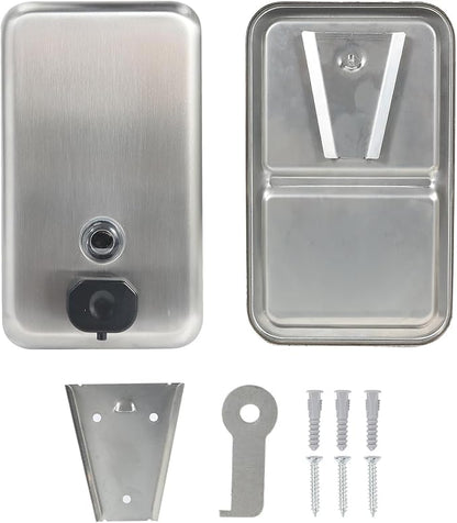 Stardrix Heavy Duty Stainless Steel Wall Mount Soap Dispenser, 1100ml/37oz, with Corrosion Proof Lining and Anti-Leak Pump for Commercial & Home Bathroom Kitchen(Vertical)