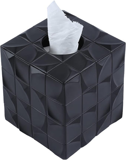 Hymmah Modern Square Tissue Box Cover Holder,Bathroom Accessories Decor Unique Design Tissue Box Cover for Bathroom Vanity Counter Tops Also Great for Bedrooms and Living Rooms