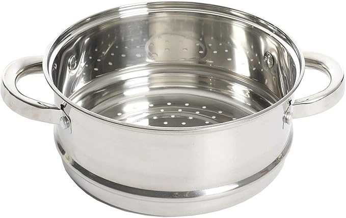 Oster Sangerfield 3.0-Quart Stainless Steel Dutch Oven with Steamer Basket – Durable Kitchen Cookware for Slow Cooking and Steaming