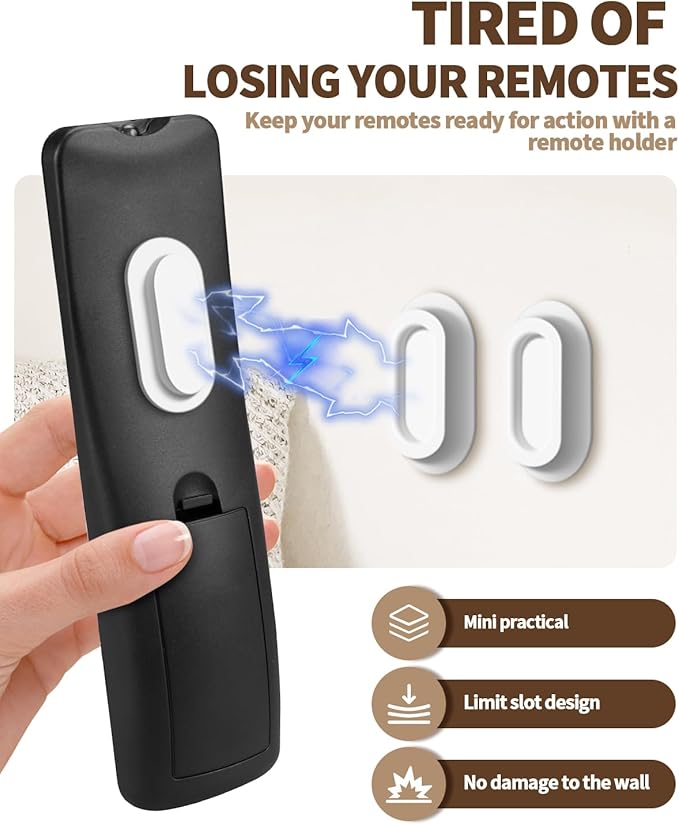 4 Pack Strong Magnetic Remote Control Holder, Self-Adhesive Silicone Remote Holder Wall Mount for TV, Fan, Air Conditioner Remote Control (Black+White)