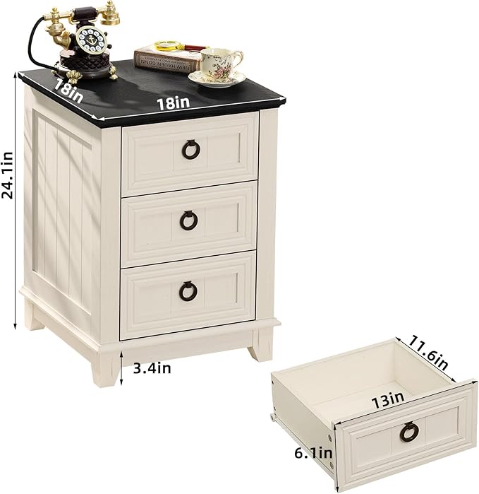 Farmhouse Coffee Table Set of 3, Furniture Set, Coffee Table with Hidden Storage Organizer and Nightsand 3-Piece Set, Large Country Natural Center Table Set for Living Room,Office, Home