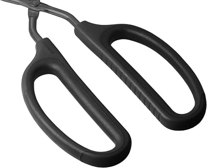 HINMAY Stainless Steel Kitchen Tongs 10" and 12" Set, Comfortable Grip Scissor Tongs for Cooking, Grilling & Serving (Black)