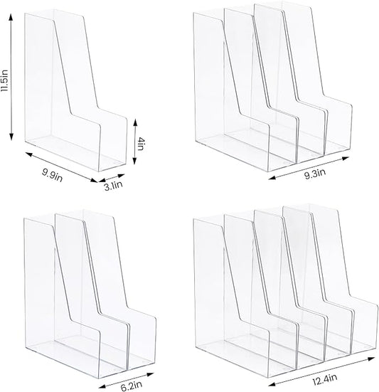 CiWiVOKi Vertical File Holder, PET Desk Organizer, Multi-purpose Plastic Document Storage Bins for Magazines, Binders, Notebooks, Envelopes, 2 Pack