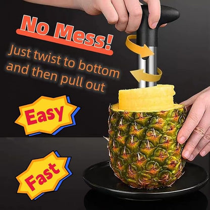 ZAFNAH Pineapple Cutter and Corer Tool, Stainless Steel Pineapple Slicer Peeler, Easy Pineapple Core Remover Eye Removal Tool,ZAFNAH Pelador De Piña (Pineapple corer with Yellow cube cutter)