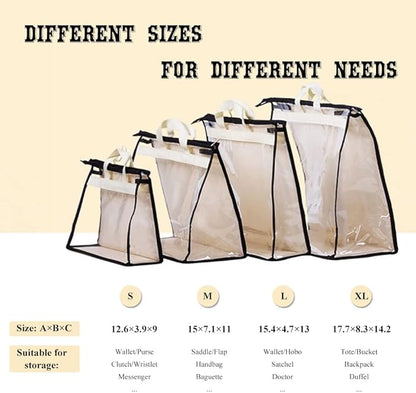 fazhongfa 2PCS Dust Bags for Handbags Clear Purse Storage Organizer Non-Woven Hanging Bag Closet with Zipper and Handle (Small, Cream Color)