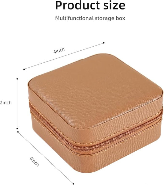 KElofoN Travel jewelry case Travel jewelry box Travel Jewelry Organizer Small Jewelry Organizer Box Gift for Girls Women with Mirror(Coffee)