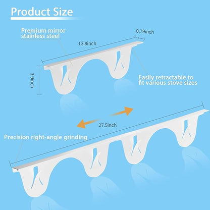 Stainless Steel Stove Counter Gap Cover (2 Pack, White), Stove Gap Guard, Stove Gap Filler for Kitchen, Range Trim Kit, Heat Resistant with Easy Clean, Adjustable Length 13.8” to 27.5”