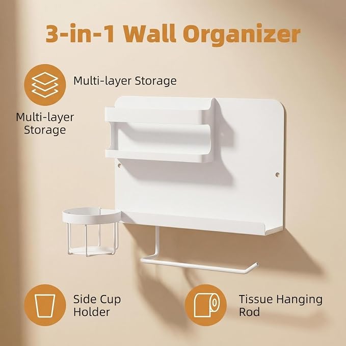 A Gentle Bedside Floating Shelf (White) Self-Adhesive It Serves as a Handy Storage Solution and Also Adds a Cute Touch to the Room. Suitable for Both Bedrooms and Offices Male and Female Dormitories