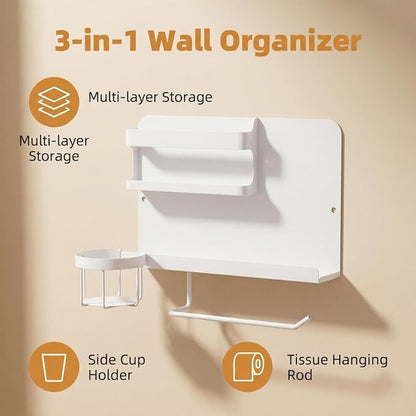 A Gentle Bedside Floating Shelf (White) Self-Adhesive It Serves as a Handy Storage Solution and Also Adds a Cute Touch to the Room. Suitable for Both Bedrooms and Offices Male and Female Dormitories
