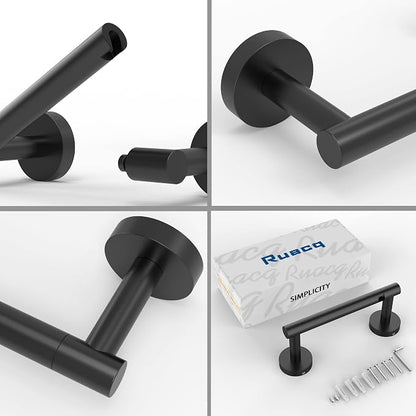 Ruacq Toilet Paper Holder Matte Black Double Post Pivoting Round Tissue Holders Roll Holder Hangers Toilet Paper Holders SUS 304 Stainless Steel Modern Wall Mounted