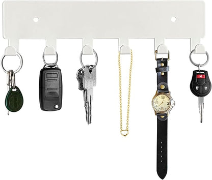 GTK Key Holder for Wall, Key Hooks with 6 Hooks, Wall Mounted Key Holder for Hallway, Self Adhesive Key Rack(White)
