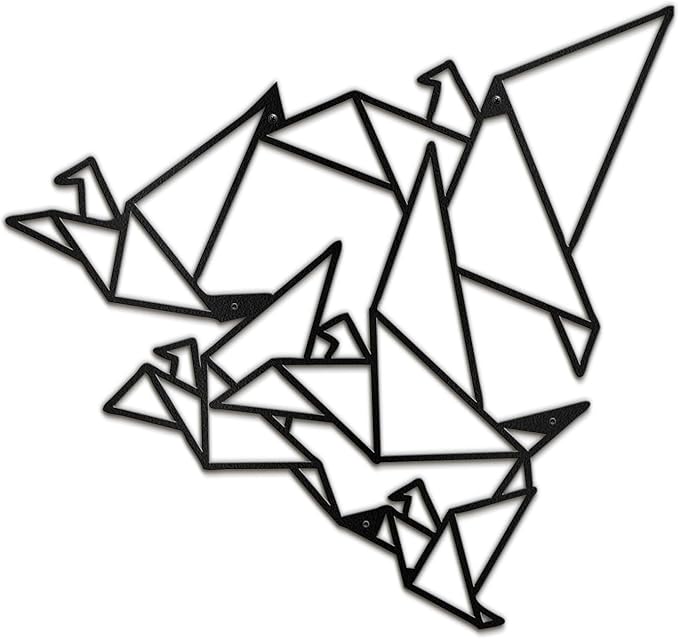SIGNLEADER Metal Wall Art Decor Flocks of Flying Birds Modern Abstract Wall Sculpture Hangings Home Decoration for Living Room, Bedroom, Bathroom, Kitchen, Outdoor - 24" Black