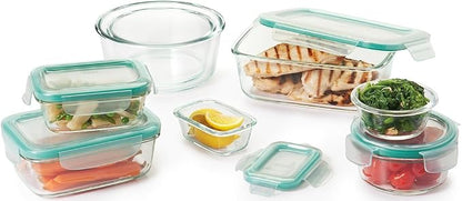 OXO Glass Food Storage Container, 4 Cup, Round | Smart Seal | Leakproof | Airtight | Pack of 2