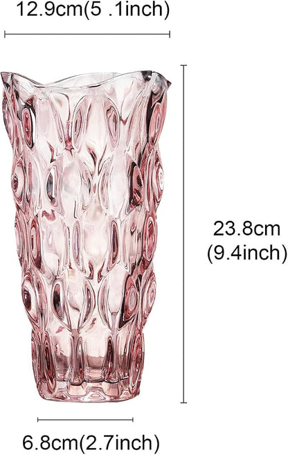 CEMABT Glass Vases for Flowers, Unbreakable 3.4 lb Morden Vases for Tables Centerpieces, Vintage and Clear Rose Large Vases Christmas Thanksgiving Gifts, Pink