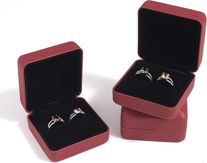 Velvet Ring Gift Box, Small Jewelry Earring Studs Holder Case for Wedding Day, Proposal, Engagement, Anniversary, Ring Display Storage Box for Women Girl (Red S)
