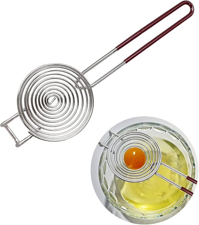 1 Pack Stainless Steel Yolk White Separator Tool Long Handled Egg White Separator, Egg Separator for Baking Cake, Kitchen Gadget (Large)